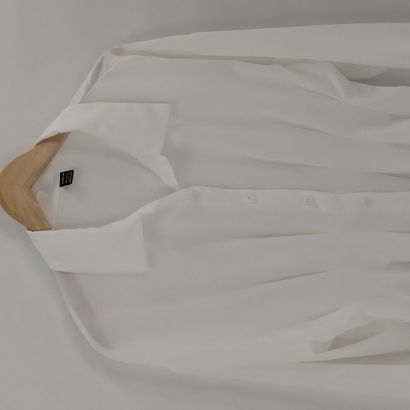 Shein button down blouse white  large long sleeve darted for fit button down - Picture 2 of 8